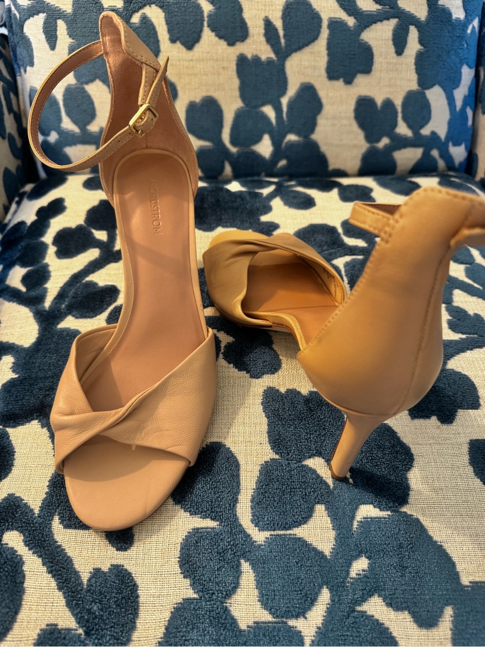 Nordstrom Twist-Front Ankle-Strap Heels in Tan
